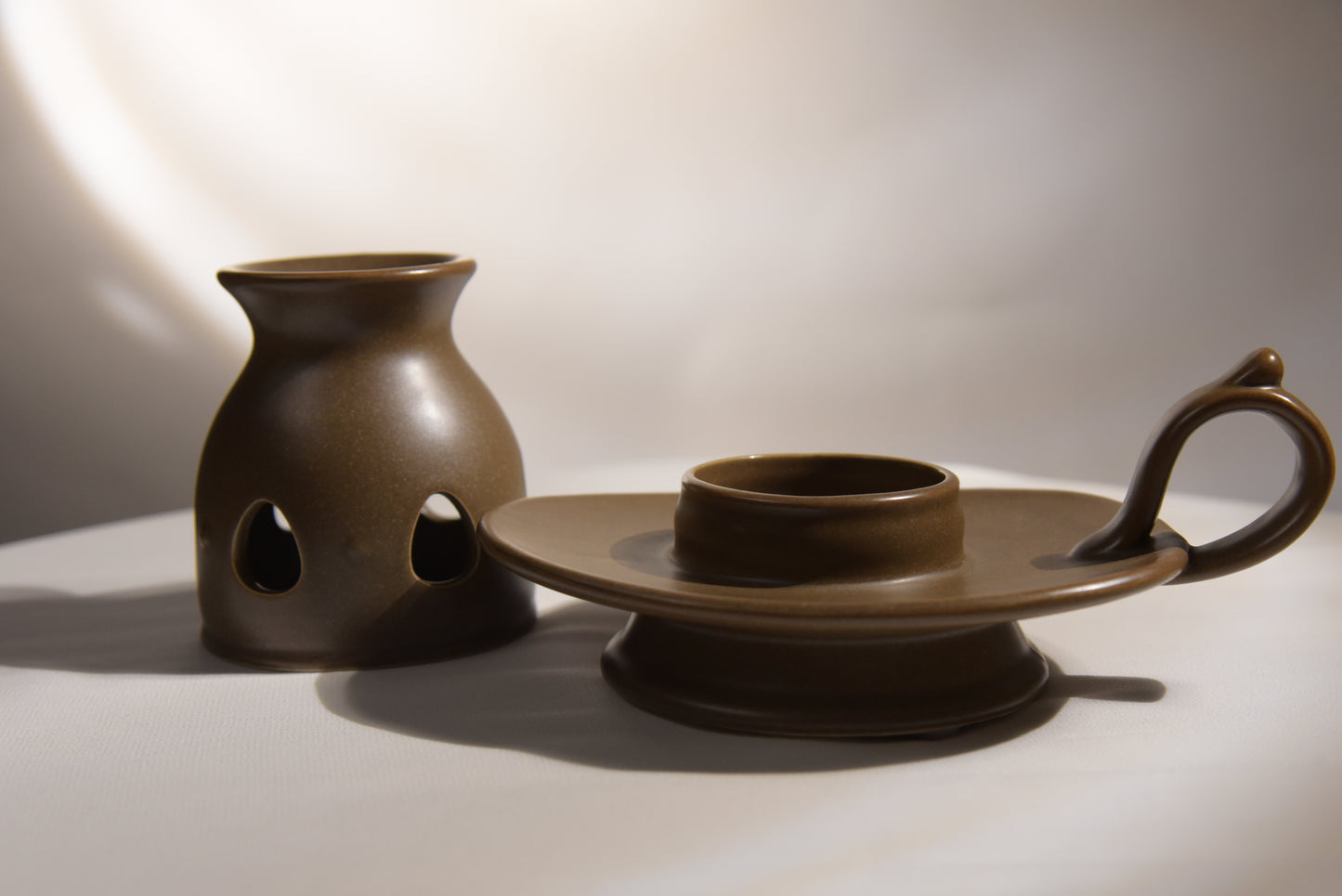 Pottery Oil Burner & Incense Holder Set