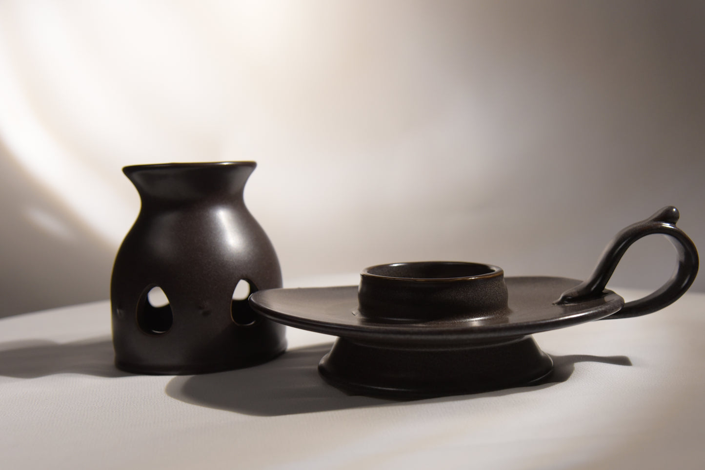 Pottery Oil Burner & Incense Holder Set