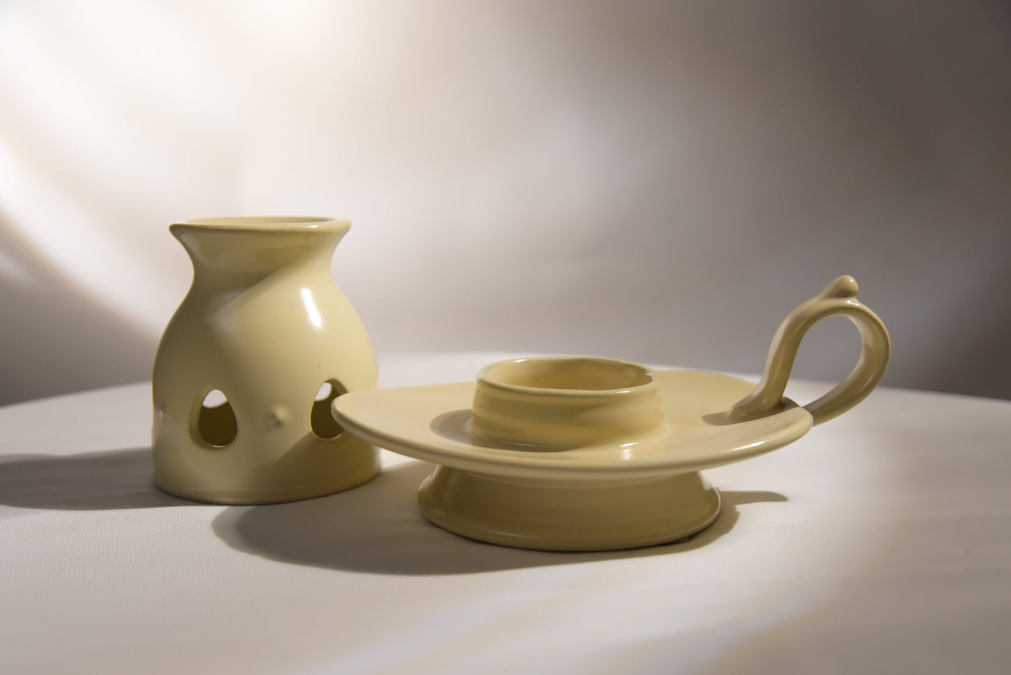 Pottery Oil Burner & Incense Holder Set