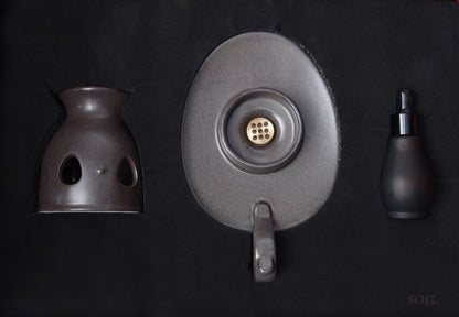 Pottery Oil Burner & Incense Holder Set